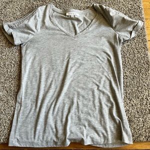 Rose + olive beaded shoulder women’s t-shirt